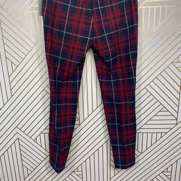 Zara Basic Plaid Jogger Waist Ankle Pants in Red Navy Size US Medium - Picture 8 of 12
